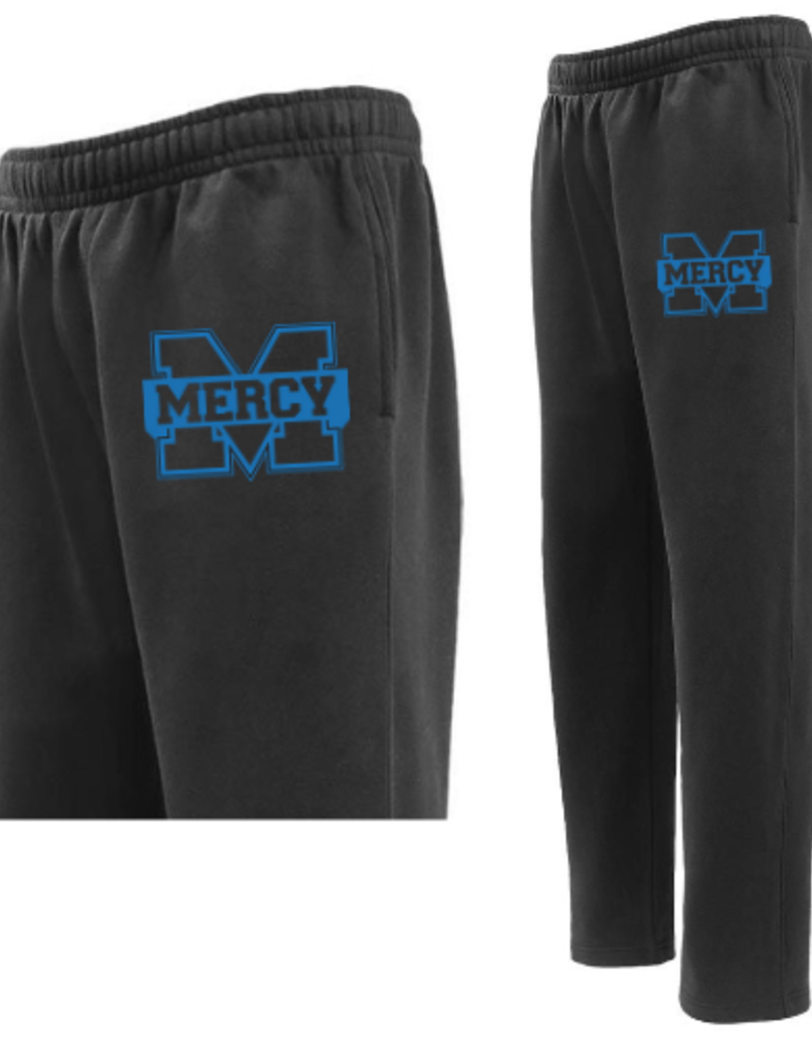 Pennant Black Open Leg Sweatpants with Blue Power M outline