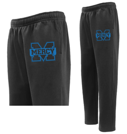 Pennant Black Open Leg Sweatpants with Blue Power M outline