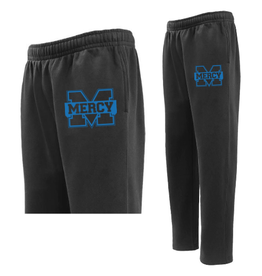 Pennant Black Open Leg Sweatpants with Blue Power M outline
