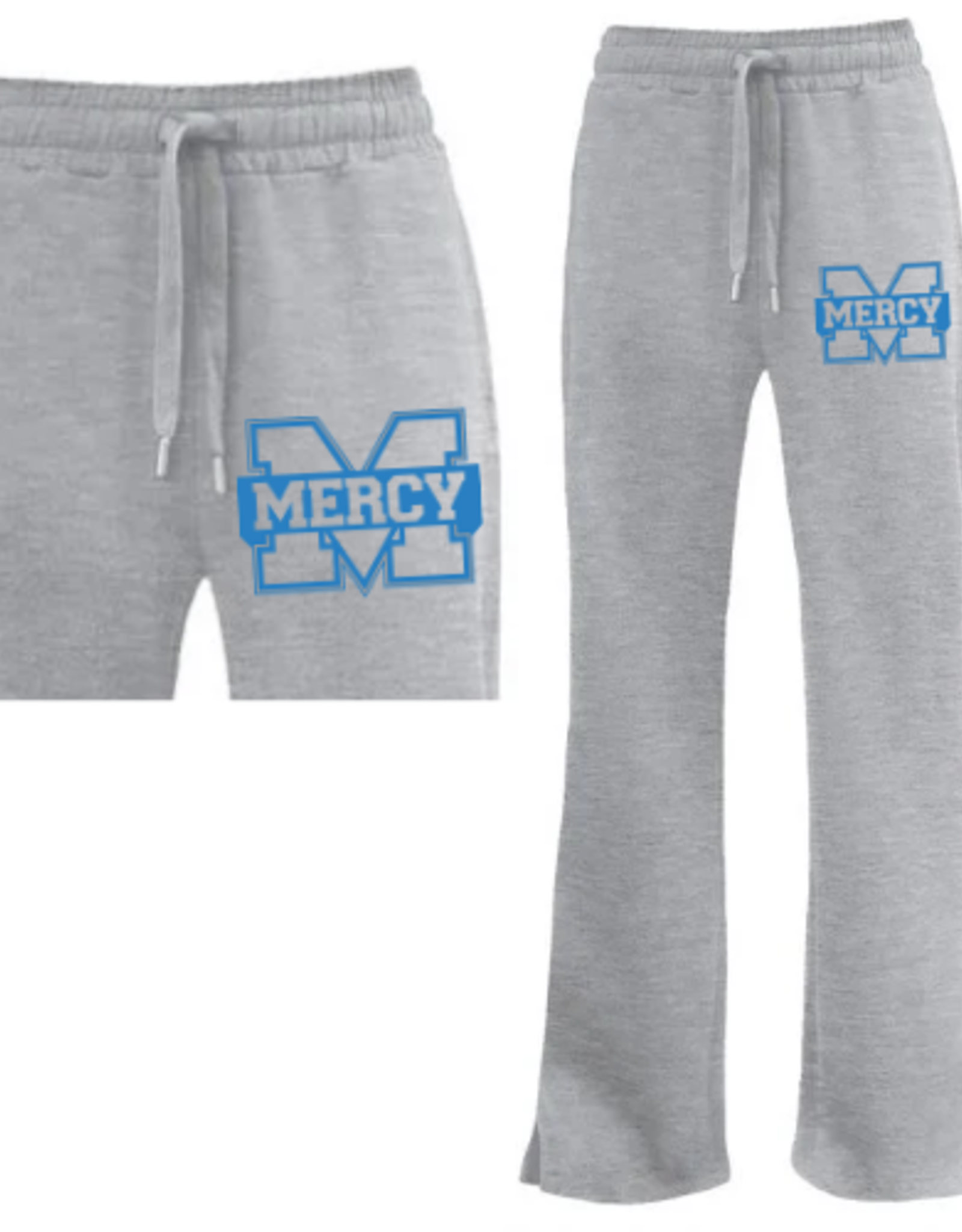 Pennant Gray Flare Sweatpants with Light Blue Power M