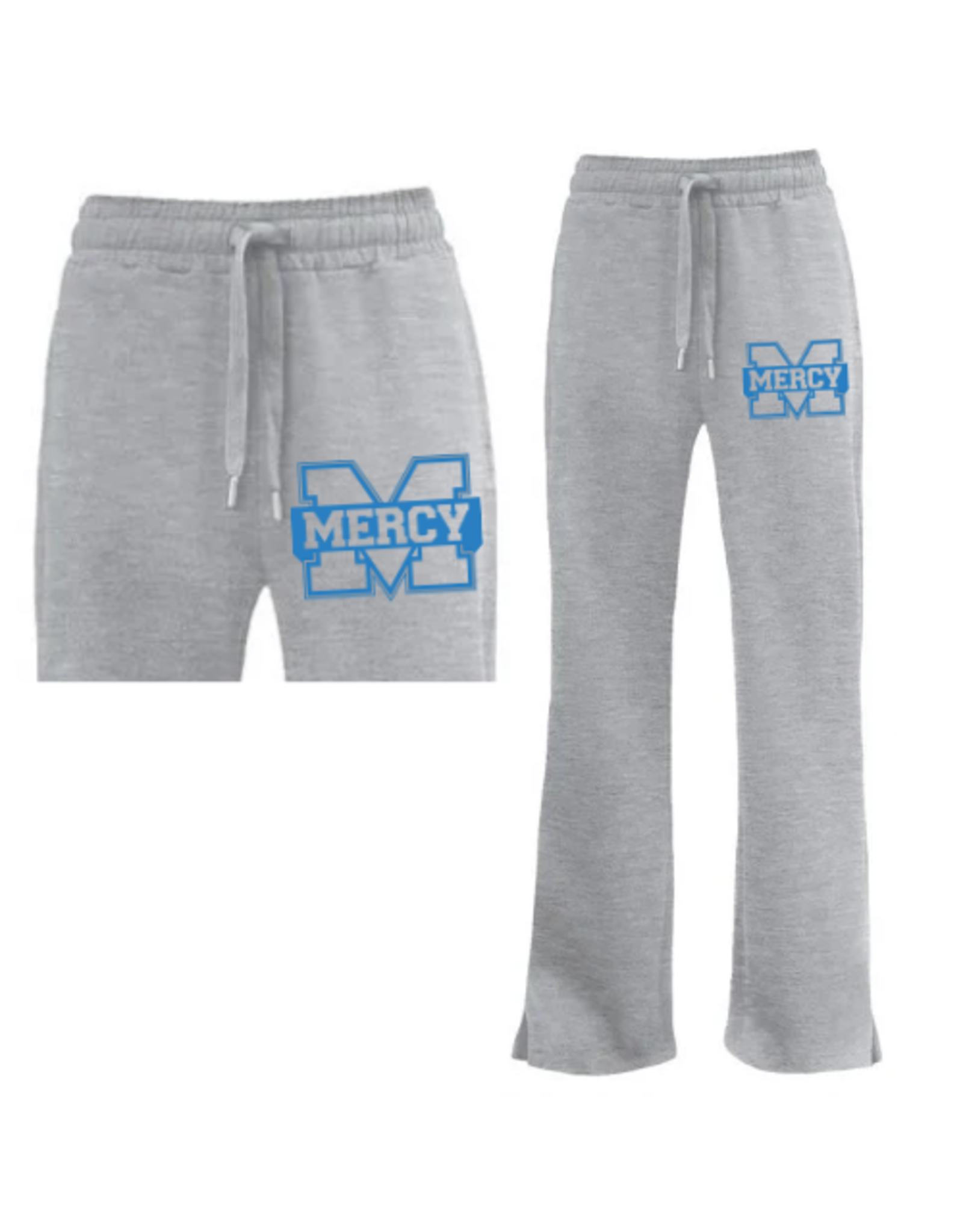Pennant Grey Flare Sweatpants with Light Blue Power M