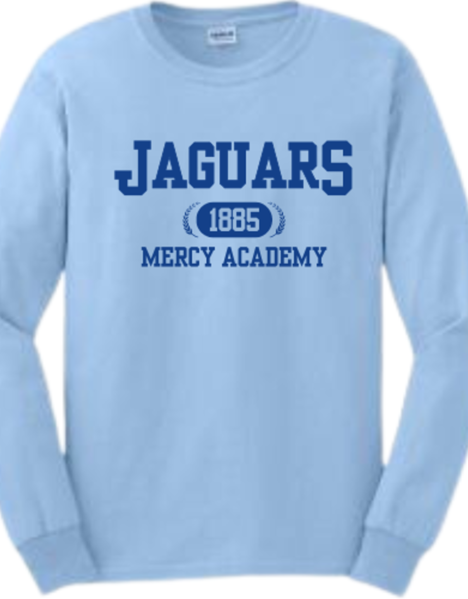 Gildan Light Blue Longsleeve Tee "JAGUARS" 1885 in Navy
