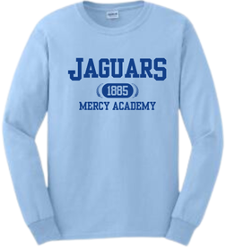 Gildan Light Blue Longsleeve Tee "JAGUARS" 1885 in Navy