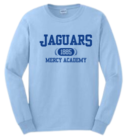 Gildan Light Blue Longsleeve Tee "JAGUARS" 1885 in Navy