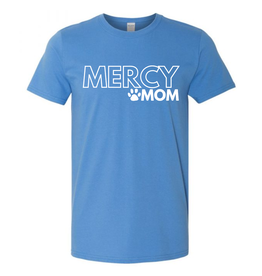 Gildan Blue tee MERCY MOM and paw print in white
