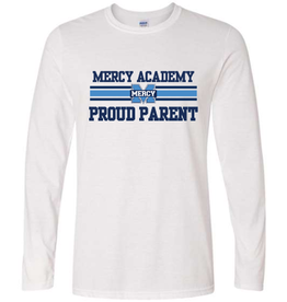 Gildan White Longsleeve MERCY PROUD PARENT Power M Stripe
