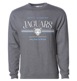 Independent Dark Grey Crewneck with Mercy Academy Jaguars "Mercy Pride, Be the Best"