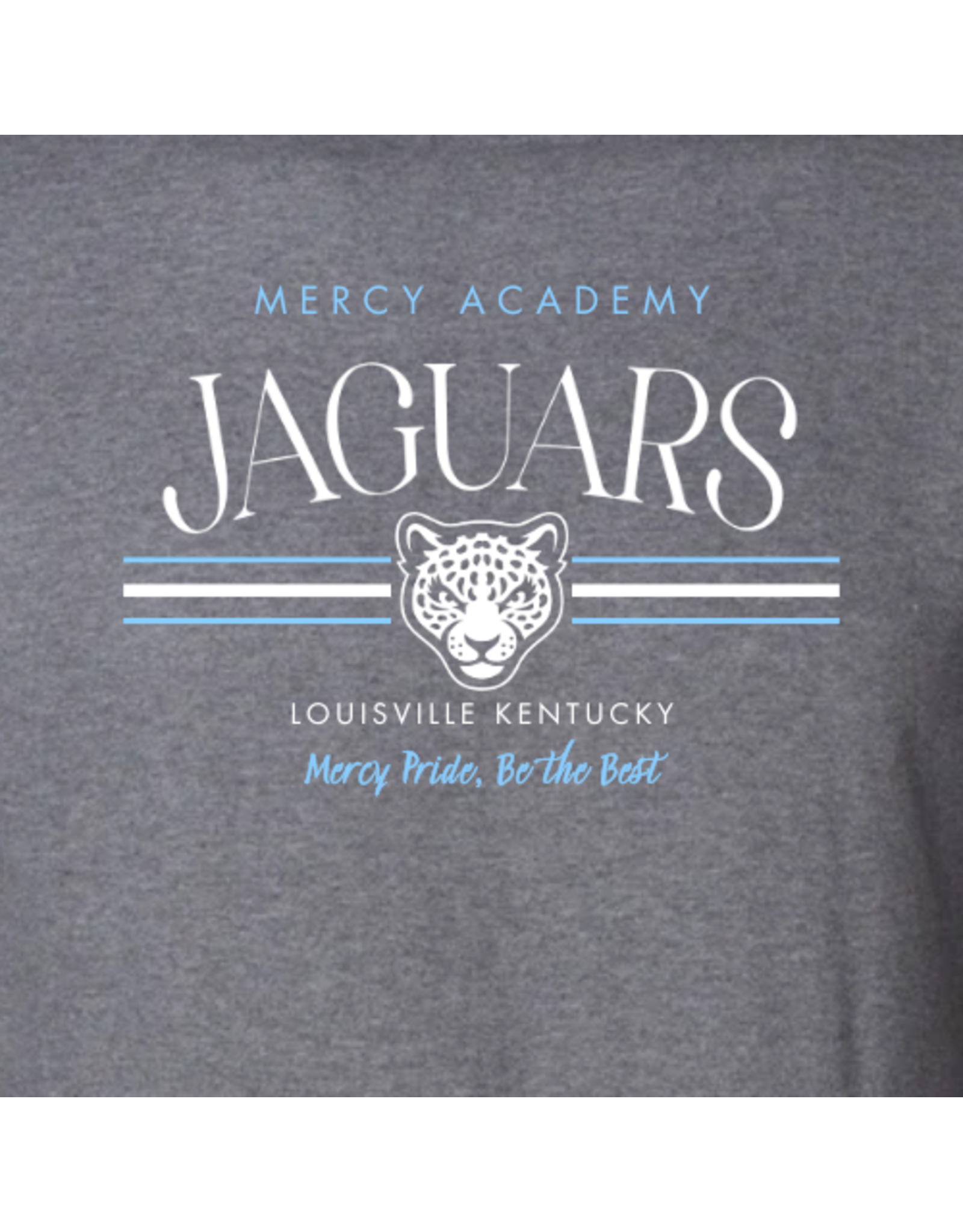 Independent Dark Grey Crewneck with Mercy Academy Jaguars "Mercy Pride, Be the Best"