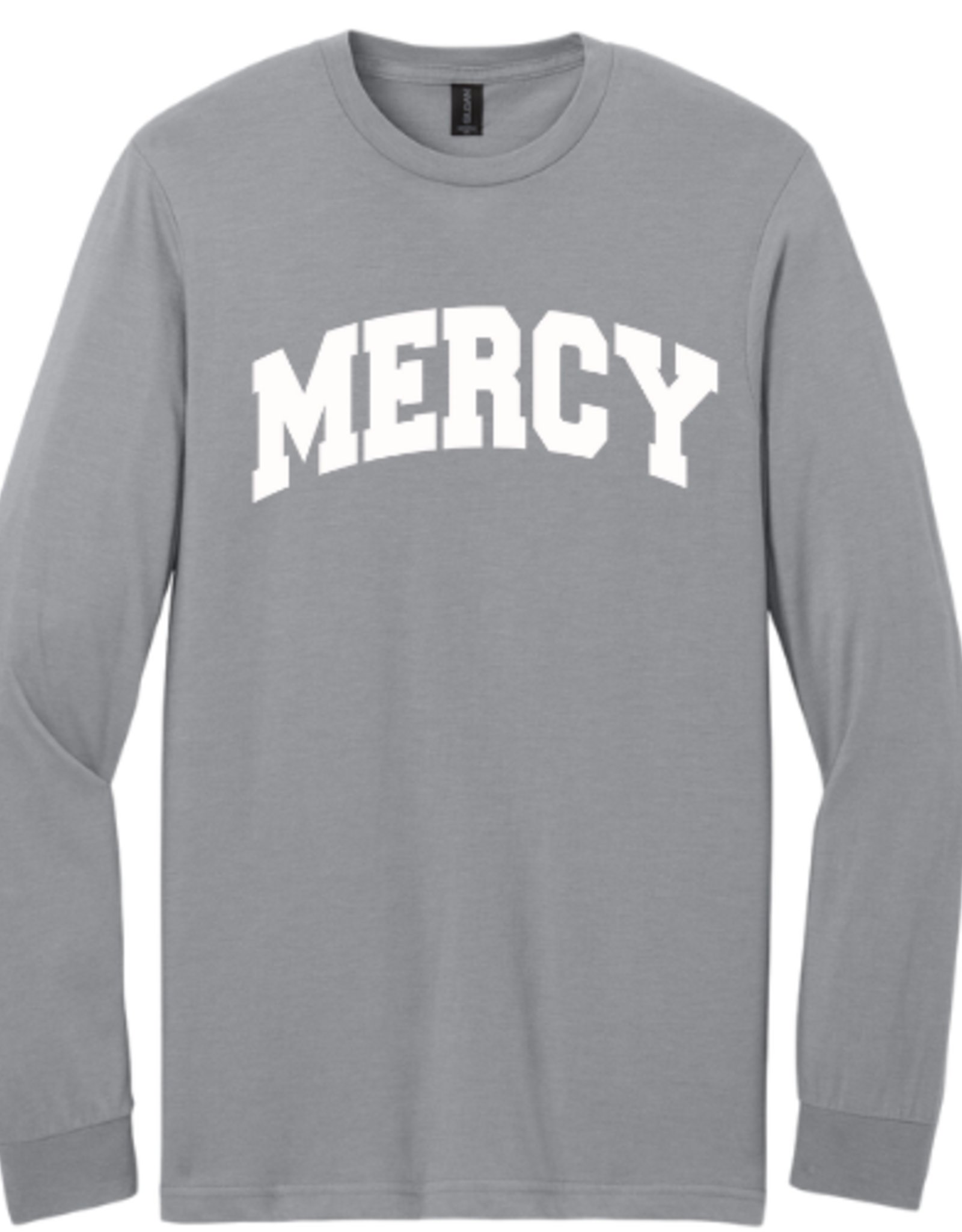 Gildan GRAY Long Sleeve "MERCY" Arched Tee