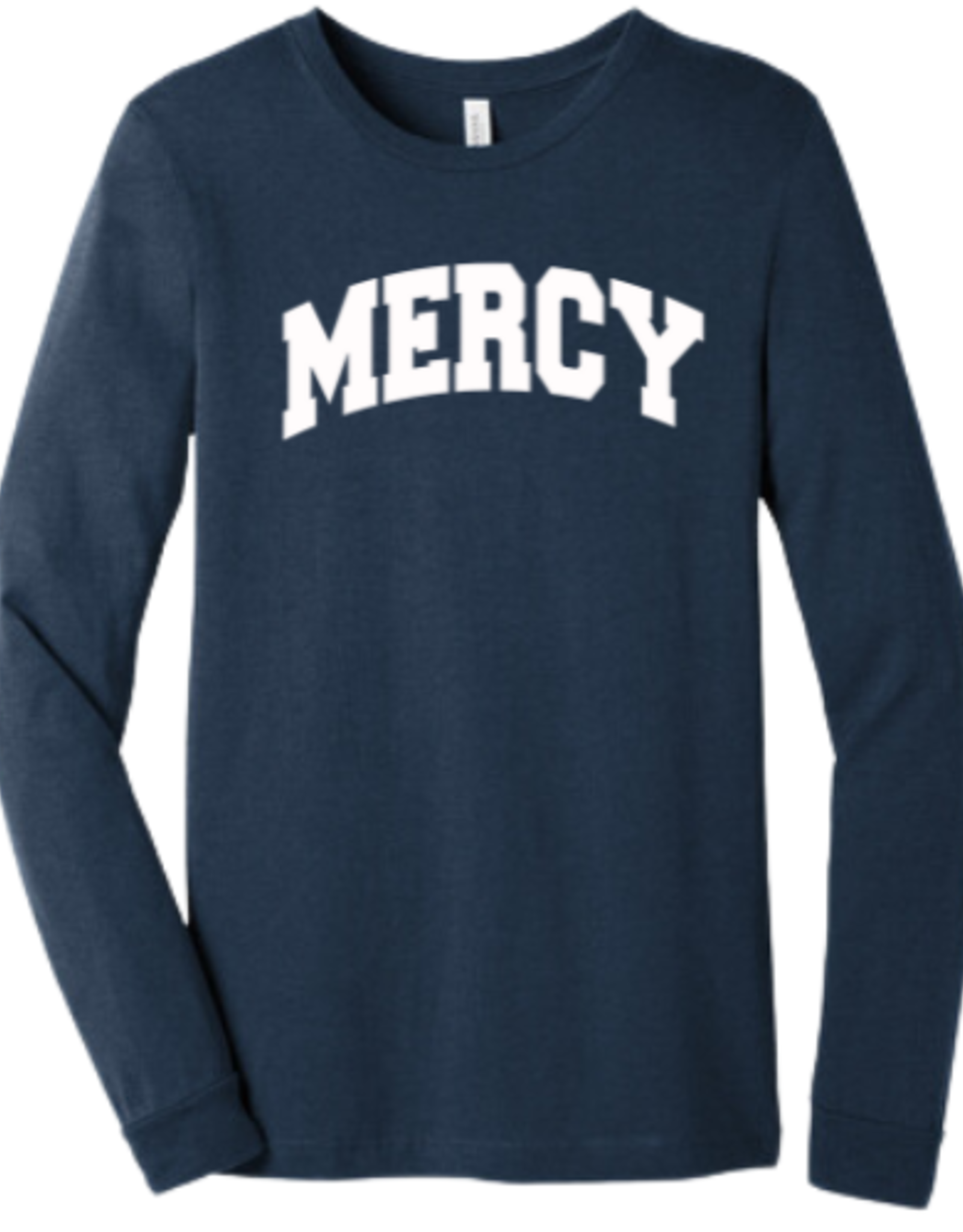 BELLA + CANVAS NAVY Long Sleeve "MERCY" Arched Tee