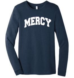 BELLA + CANVAS NAVY Long Sleeve "MERCY" Arched Tee