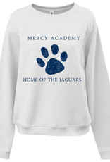 Pennant WHITE Mercy home of The Jaguars Paw Print Corded Crew