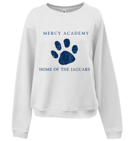 Pennant WHITE Mercy home of The Jaguars Paw Print Corded Crew