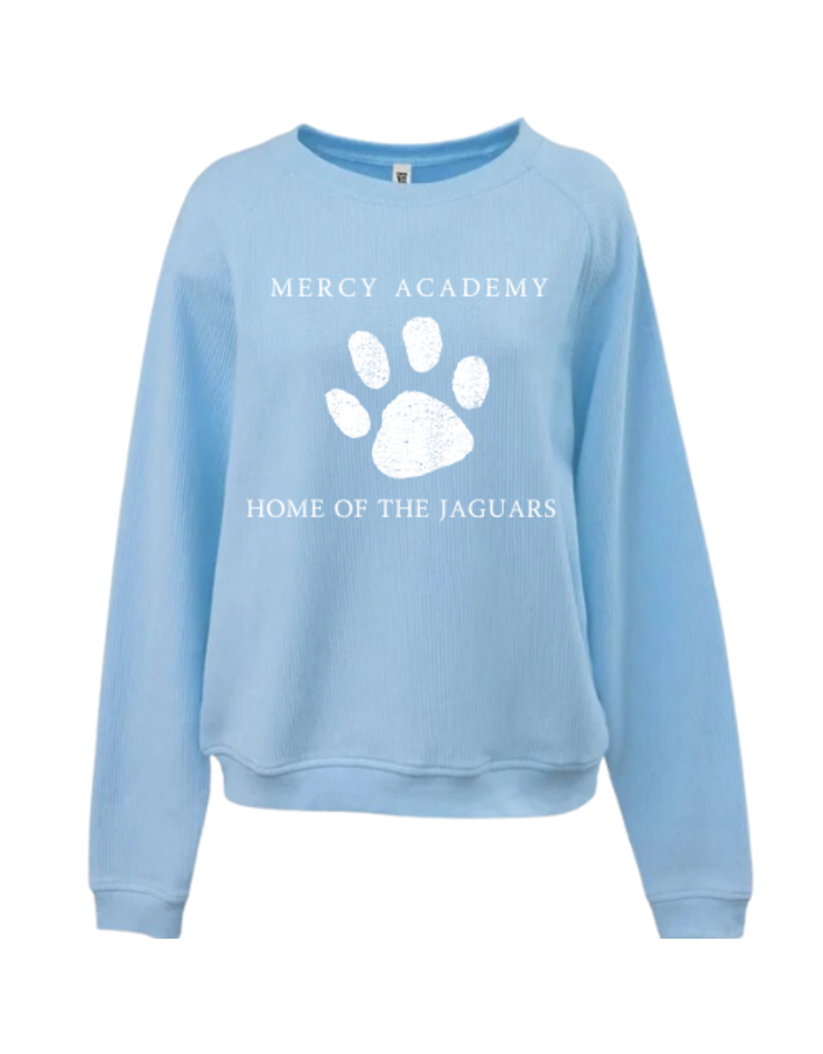 Pennant Lt BLUE Mercy home of The Jaguars Paw Print Corded Crew