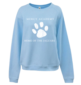 Pennant Lt BLUE Mercy home of The Jaguars Paw Print Corded Crew