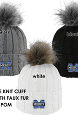 LOGOFIT Power M Embroidered Knit Cuff Hat with Faux Pom