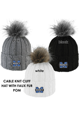 LOGOFIT Power M Embroidered Knit Cuff Hat with Faux Pom