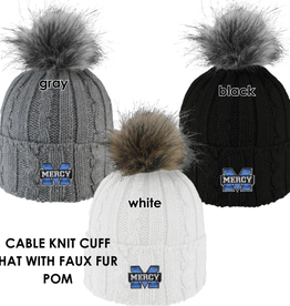 LOGOFIT Power M Embroidered Knit Cuff Hat with Faux Pom