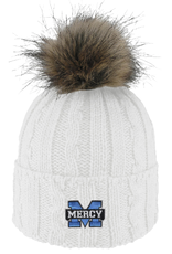 LOGOFIT Power M Embroidered Knit Cuff Hat with Faux Pom