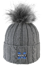 LOGOFIT Power M Embroidered Knit Cuff Hat with Faux Pom