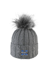 LOGOFIT Power M Embroidered Knit Cuff Hat with Faux Pom