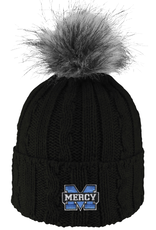 LOGOFIT Power M Embroidered Knit Cuff Hat with Faux Pom