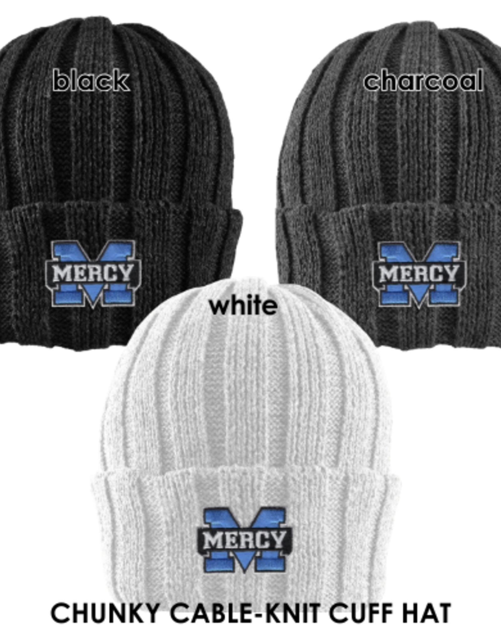 LOGOFIT Power M Embroidered Chunky Cableknit Cuff Hat