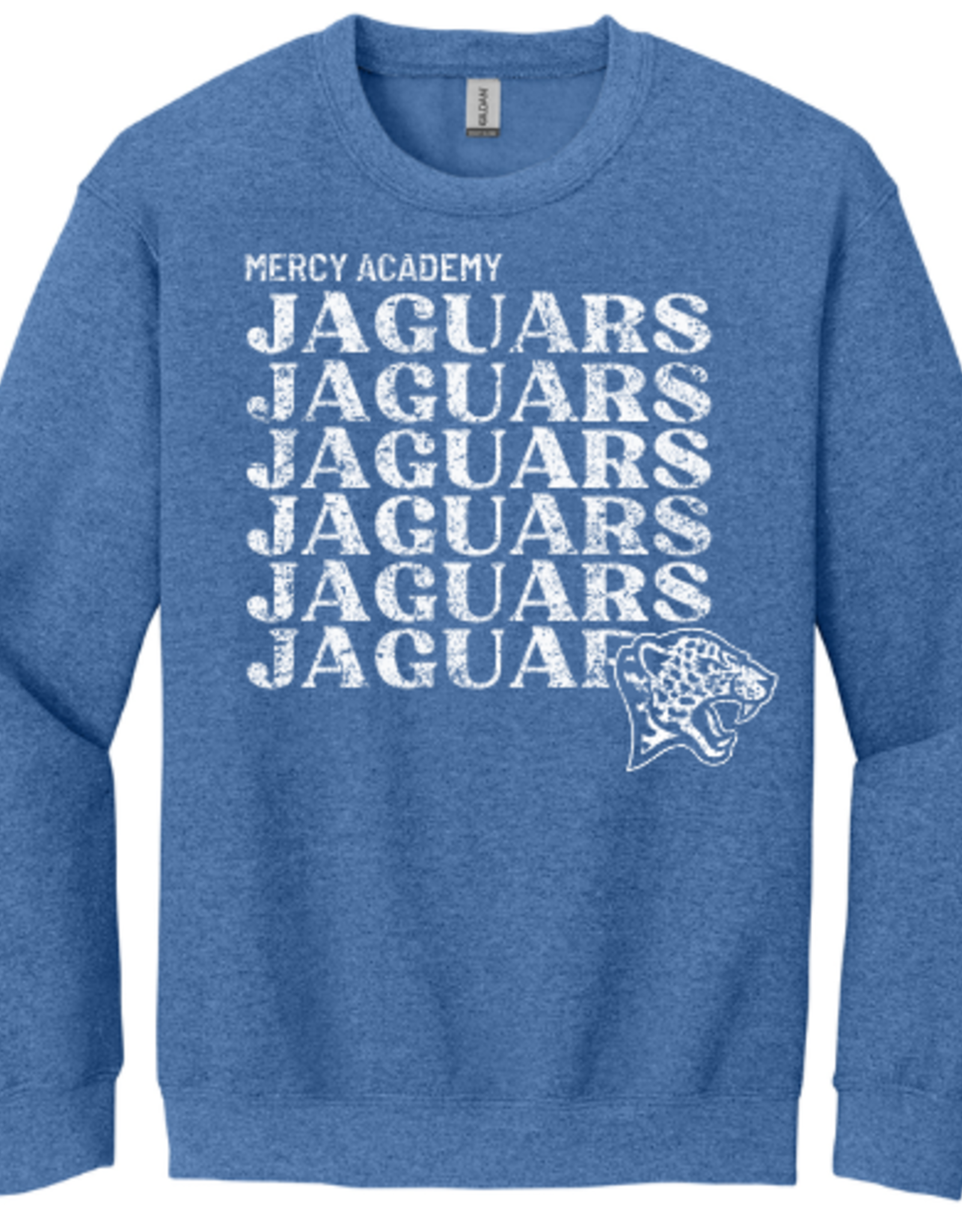 Gildan Heather Blue Jaguars Repeat Jag Head Crewneck