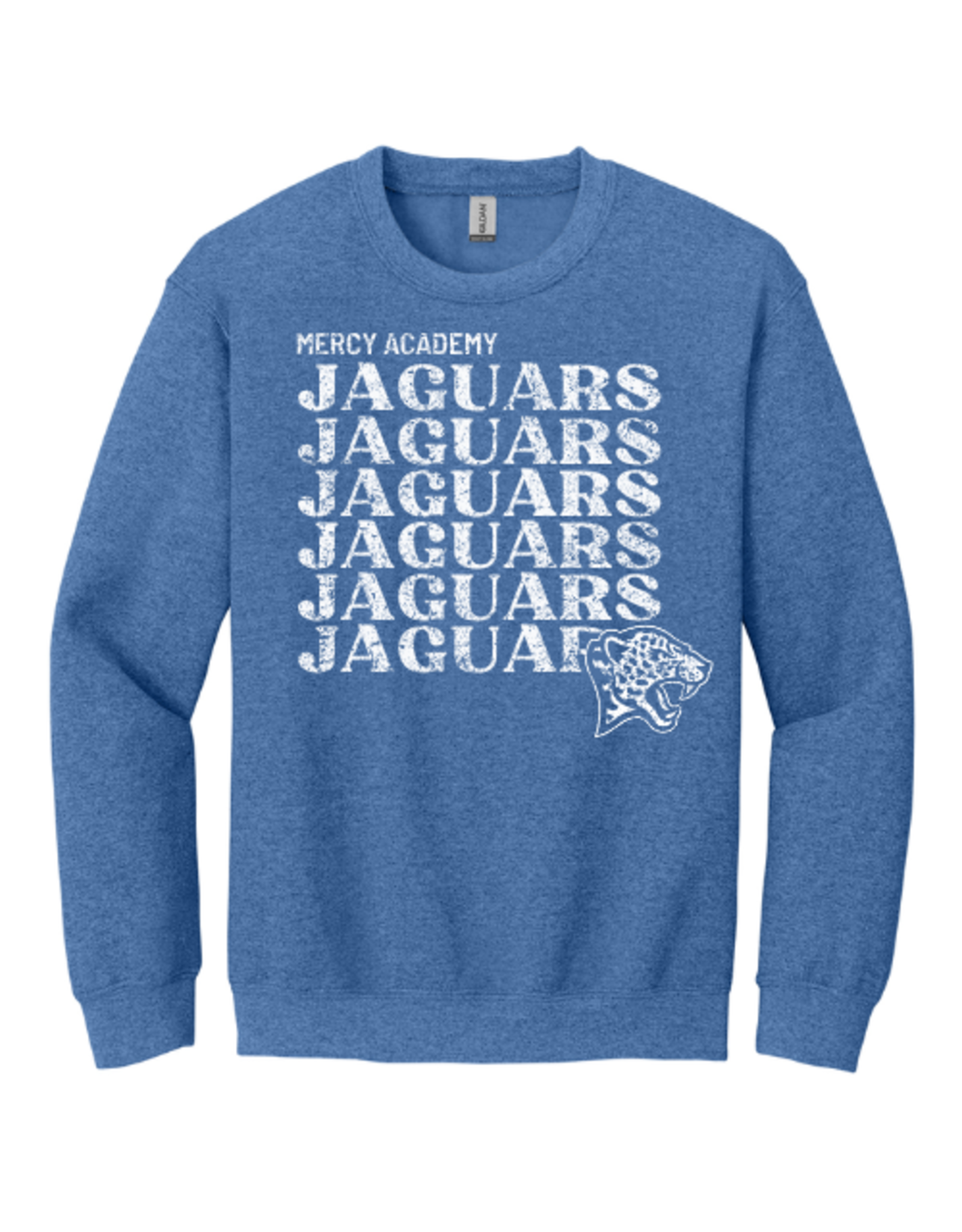 Gildan Heather Blue Jaguars Repeat Jag Head Crewneck