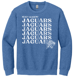 Gildan Heather Blue Jaguars Repeat Jag Head Crewneck