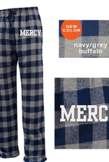 Pennant "MERCY" Embroidered Navy/Gray Buffalo Plaid PJ Pants