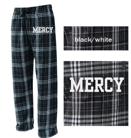 Pennant "MERCY" Embroidered Black/Gray  Plaid PJ Pants