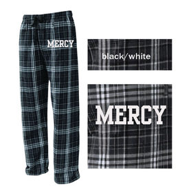 Pennant "MERCY" Embroidered Black/Gray  Plaid PJ Pants