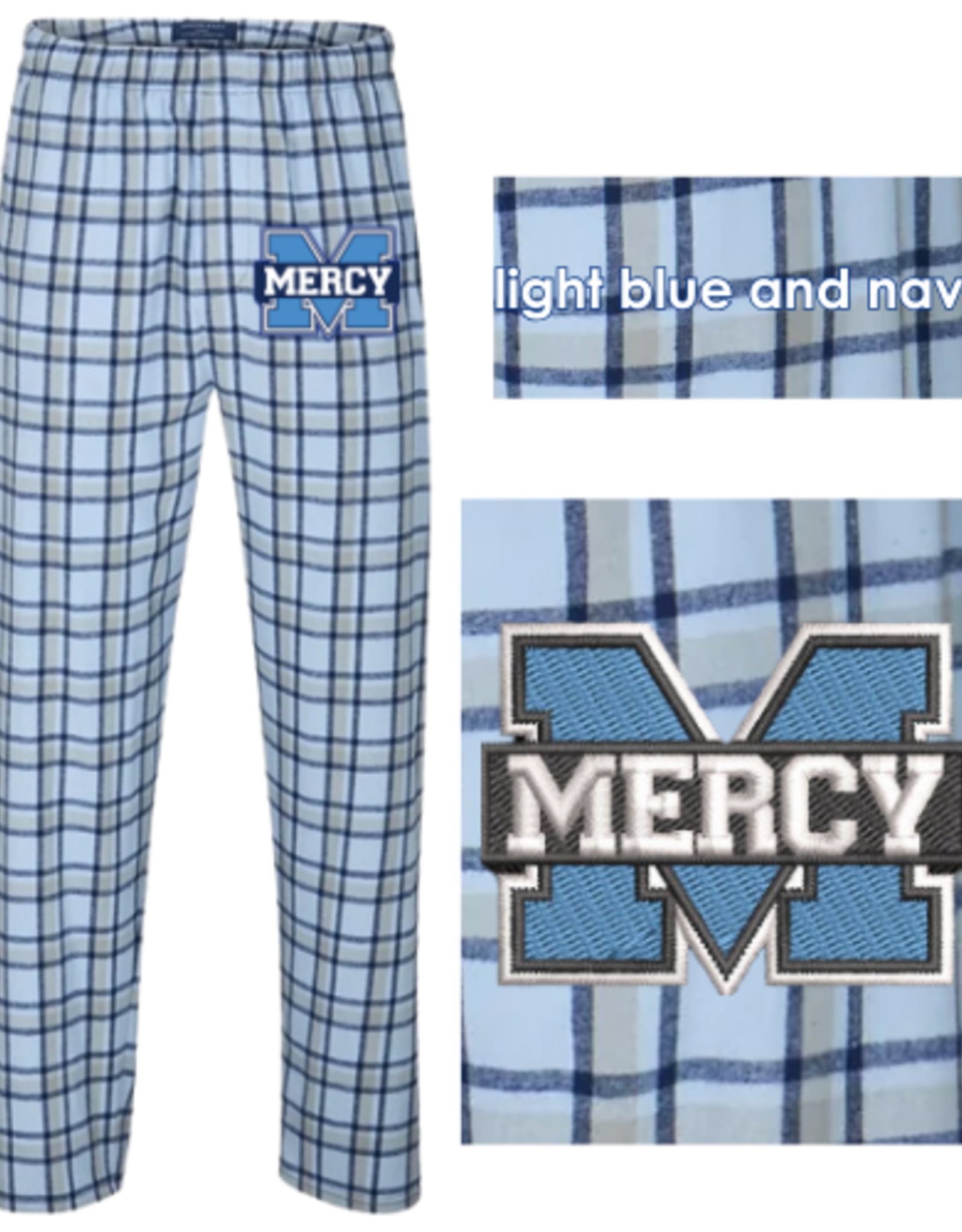 boxercraft Blue Power M Embroidered  Lt Blu/Navy Plaid PJ Pants