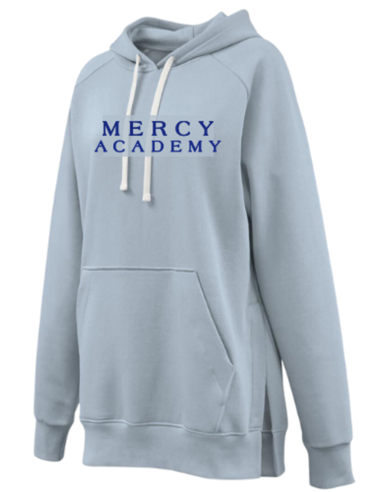 Pennant Cloudy Blue Tunic Length  Embroidered "MERCY ACADEMY" Hoodie