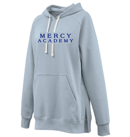 Pennant Cloudy Blue Tunic Length  Embroidered "MERCY ACADEMY" Hoodie