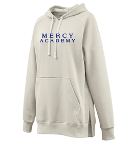 Pennant Off White Tunic Length  Embroidered "MERCY ACADEMY" Hoodie