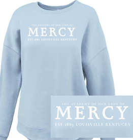 Pennant Light Blue Embroidered "ACADEMY OF OUR LADY OF MERCY ACADEMY" Curved Bottom Crew