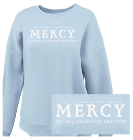 Pennant Light Blue Embroidered "ACADEMY OF OUR LADY OF MERCY ACADEMY" Curved Bottom Crew