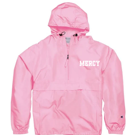 CHAMPION Bright Pink "MERCY" Embroidered Champion Adult Packable Anorak Quarter-Zip Jacket