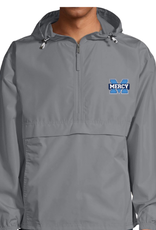 CHAMPION Gray "Power M" Embroidered Champion Adult Packable Anorak Quarter-Zip Jacket