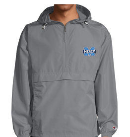 CHAMPION Gray "Power M" Embroidered Champion Adult Packable Anorak Quarter-Zip Jacket