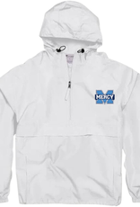 CHAMPION White "Power M" Embroidered Champion Adult Packable Anorak Quarter-Zip Jacket