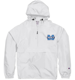 CHAMPION White "Power M" Embroidered Champion Adult Packable Anorak Quarter-Zip Jacket