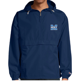 CHAMPION Navy "Power M" Embroidered Champion Adult Packable Anorak Quarter-Zip Jacket
