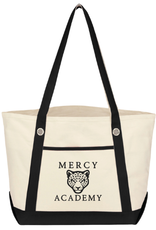 Jardine Associates Black "Mercy Academy" Jaguar Head Canvas Boat Tote With Pocket-