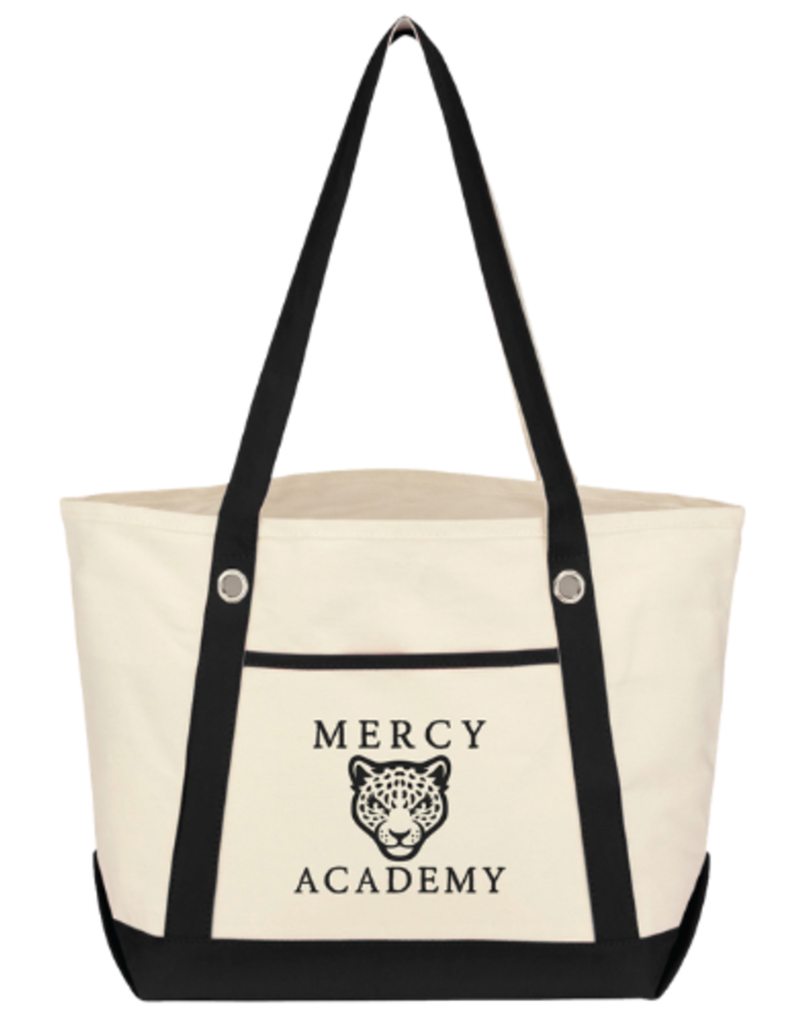 Jardine Associates Black "Mercy Academy" Jaguar Head Canvas Boat Tote With Pocket-