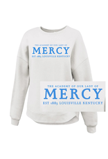 Pennant White Embroidered "ACADEMY OF OUR LADY OF MERCY ACADEMY" Curved Bottom Crew