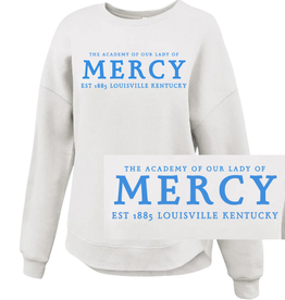 Pennant White Embroidered "ACADEMY OF OUR LADY OF MERCY ACADEMY" Curved Bottom Crew