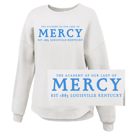 Pennant White Embroidered "ACADEMY OF OUR LADY OF MERCY ACADEMY" Curved Bottom Crew